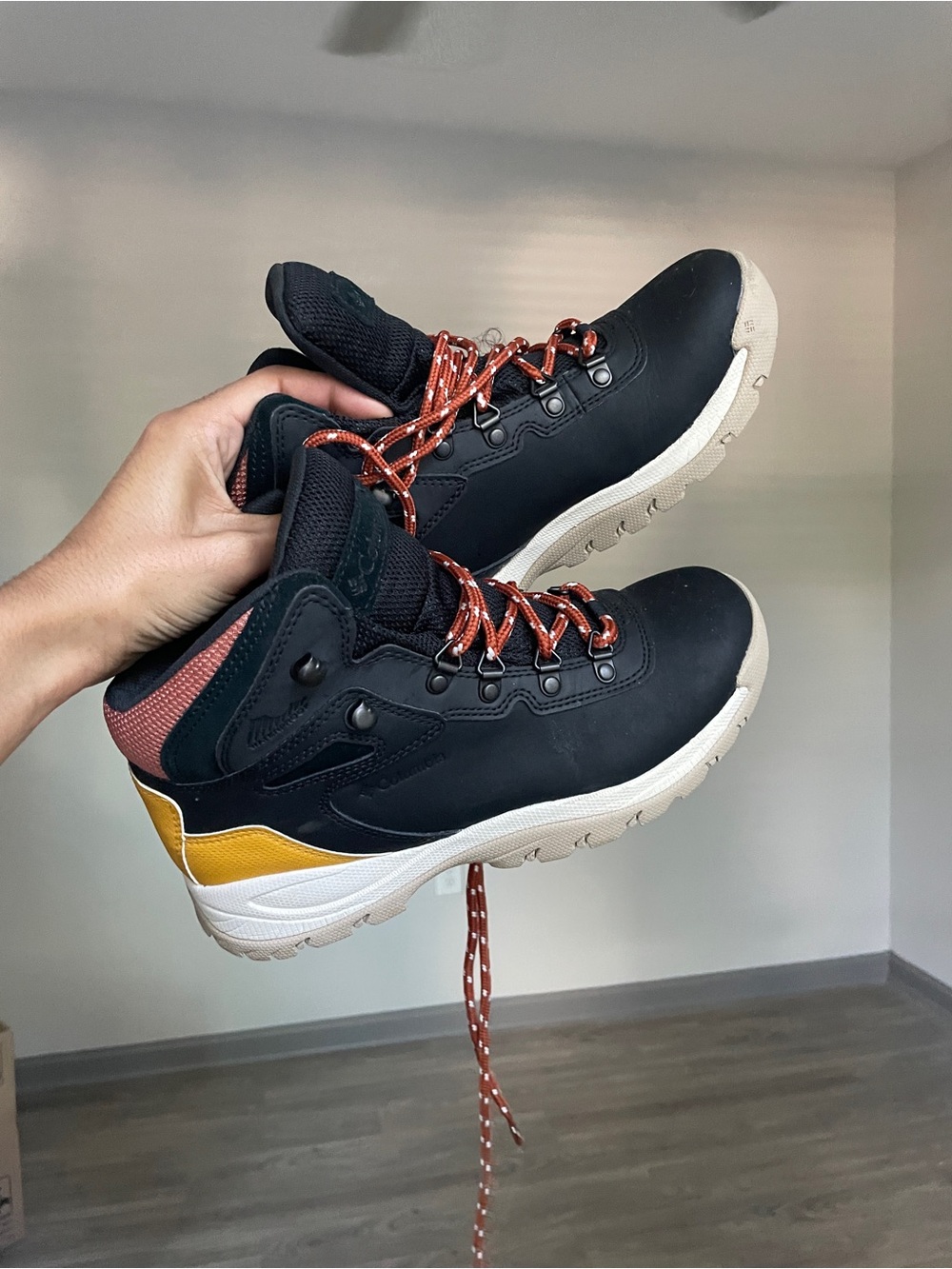 Black Hiking Boots with Yellow Accent - Rugged Trail Performance